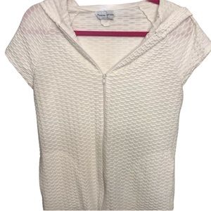 Jordan Taylor  size small white hooded zip cover up with pockets waffle knit